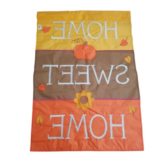 Autumn "Home Sweet Home" Embroidery Garden Flag 28" x 39" Jetmax Nylon/Rayon Out - Picture 2 of 5